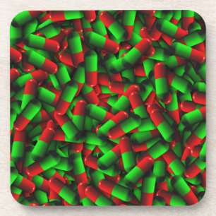 Posavasos drogas de pastillas verdes rojas