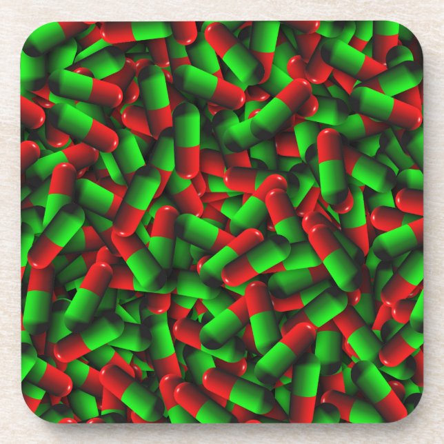 Posavasos drogas de pastillas verdes rojas (Frente)