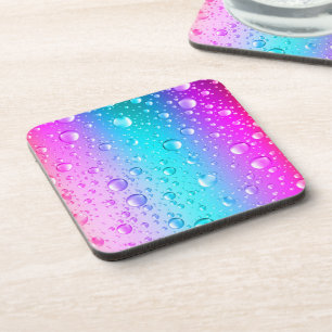 Posavasos Droplas de agua de gradiente azul caliente rosa y