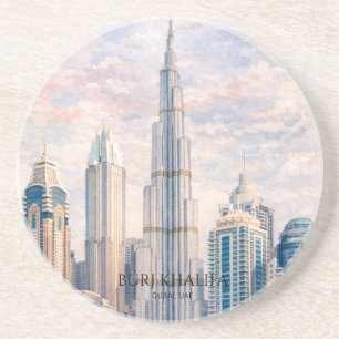 Posavasos Dubai Burj Khalifa Ciudad de Lujo Horizonte Acuare