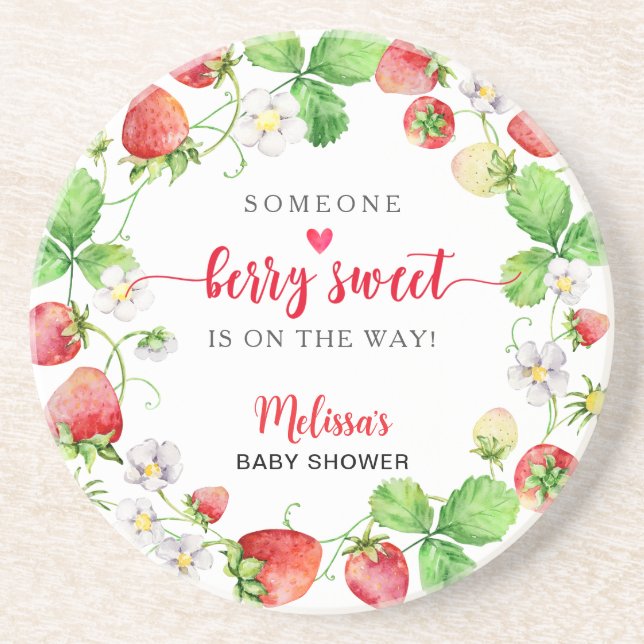 Posavasos Ducha de bebé de fresa (Frente)