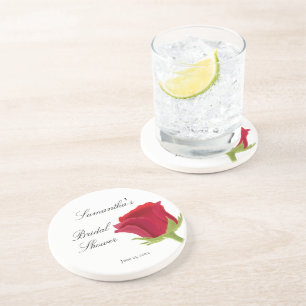 Posavasos Ducha de Novia Elegante y Sofisticada Rosa Roja