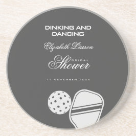 Posavasos Ducha de Novia para Amantes del Pickleball Negro y