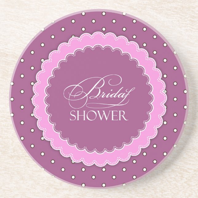 Posavasos Ducha de novia Polka Pink Purple (Frente)
