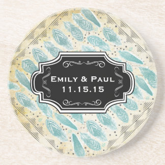 Posavasos Duck Egg Blue Feather Pattern Bodas Sastres