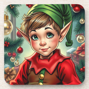 Posavasos Duende de Dibujos Animados Caprichoso   Navidad