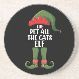 Posavasos Duende que acaricia a todos los gatos, Navidad fam