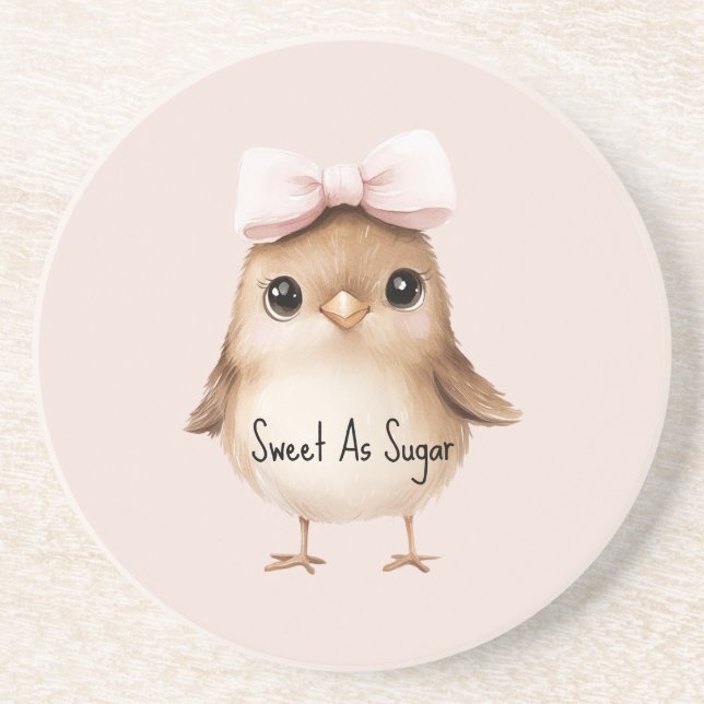 Posavasos Dulce Como Pájaro De Lazo Rosa Azúcar (Frente)