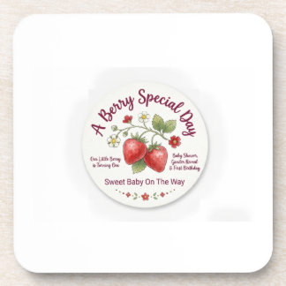 Posavasos Dulce Cumpleaños de Fresa para Baby Shower y Prime