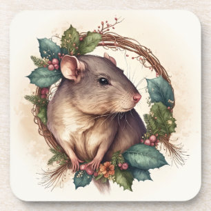 Posavasos Dulce Festividad Mascota Vacaciones Ratas/Navidade