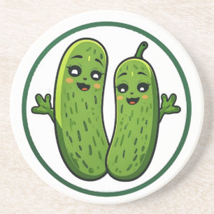 Posavasos Dulce Pareja de Pepinillos Divertidos Kawaii