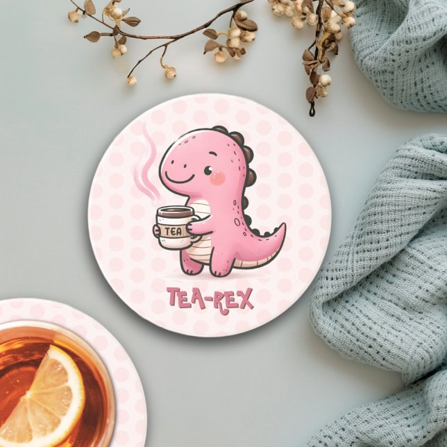 Posavasos Dulce personalizable de té y  Dinosaurio Animal Pu (Sweet Tea-Rex Customizable Dinosaur Animal Pun coaster)