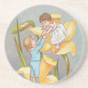 Posavasos Dulce y lindo día de San Valentín retro, niños y n