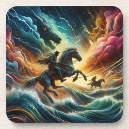 Posavasos Dúo dinámico: Aventura tormentosa a caballo
