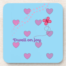 Posavasos dwell on joy hearts and paw prints plastic coaster