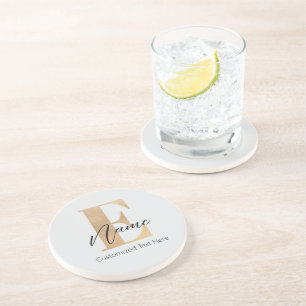 Posavasos E & Nombre inicial monogramado moderno personaliza