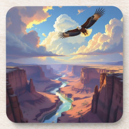 Posavasos Eagle Flying over a Canyon