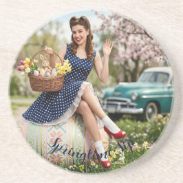 Posavasos Easter Pin-Up Coaster | Vintage Gloss