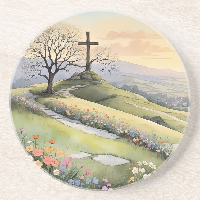 Posavasos Easter sunrise art illustration (Frente)