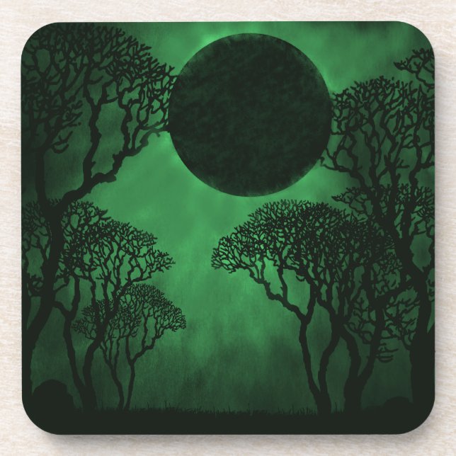 Posavasos Eclipse de bosque oscuro conjunto de montaña, verd (Frente)