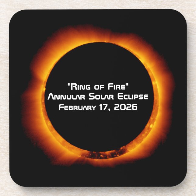 Posavasos Eclipse solar anular del anillo de fuego de 2026 (Frente)