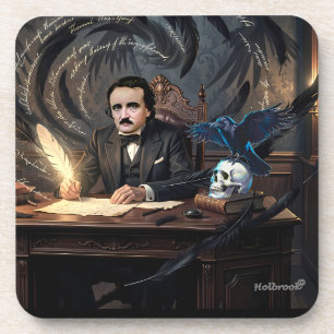 Posavasos Edgar A. Poe Componiendo El Cuervo En Sueños Gótic