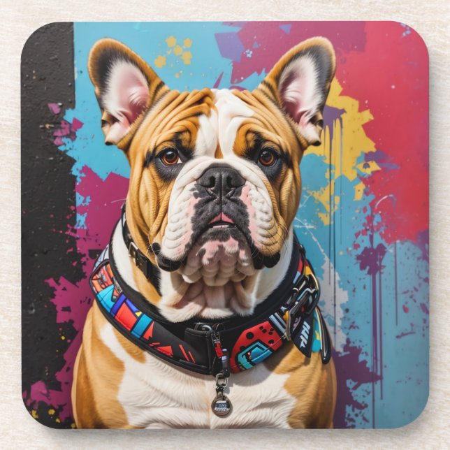Posavasos Edgy Bulldog Grunge Fondo (Frente)