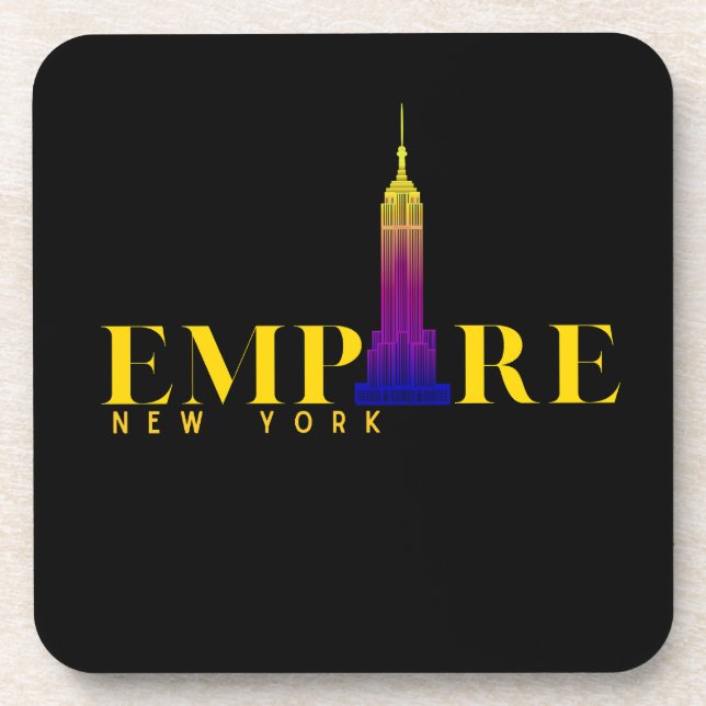 Posavasos Edificio Empire State-Nueva York-Dorado Vibrante (Frente)