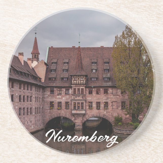 Posavasos Edificio histórico al atardecer en Nuremberg, Alem (Frente)