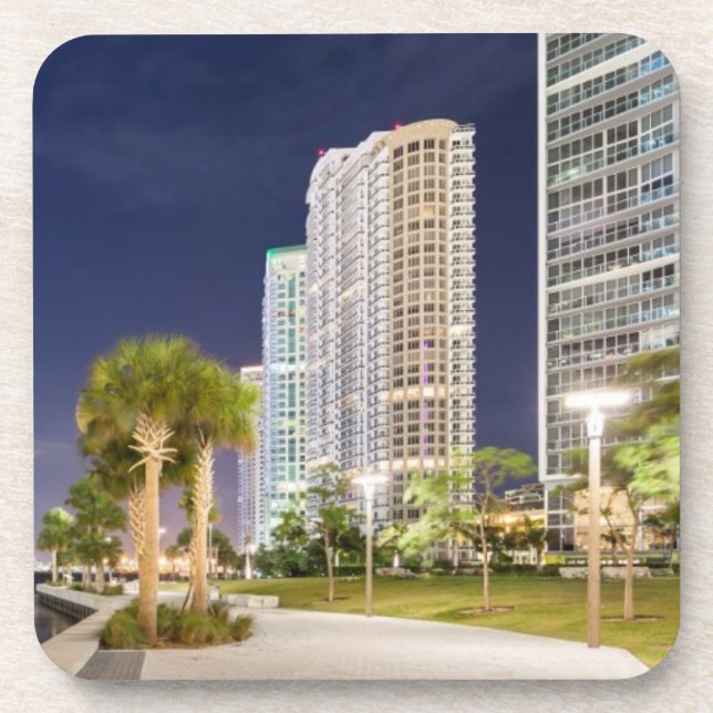 Posavasos Edificios a lo largo del río Riverwalk de Miami (Frente)