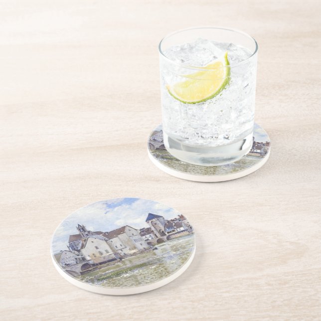 Posavasos Edificios de Alfred Sisley y puentes con agua (Lado)