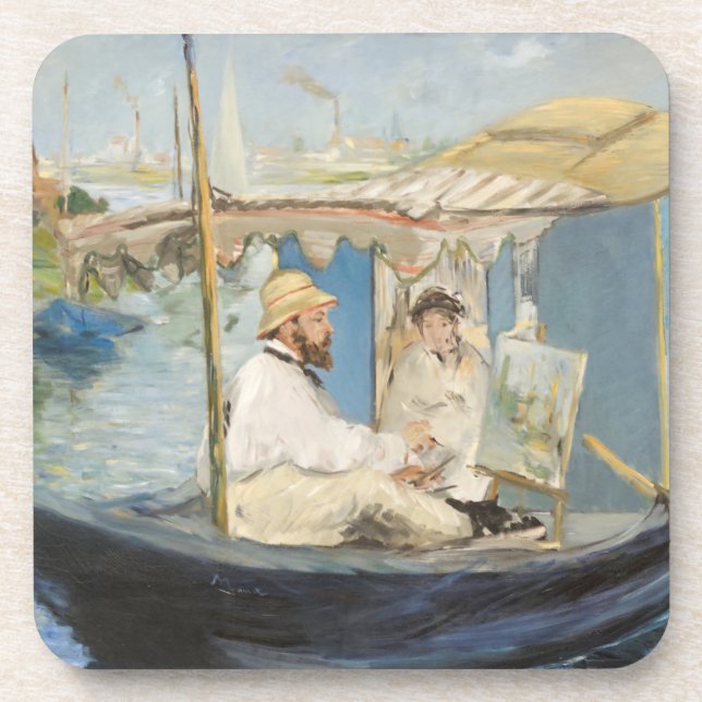 Posavasos Edouard Manet - Pintura de Monet en su barco de es (Frente)