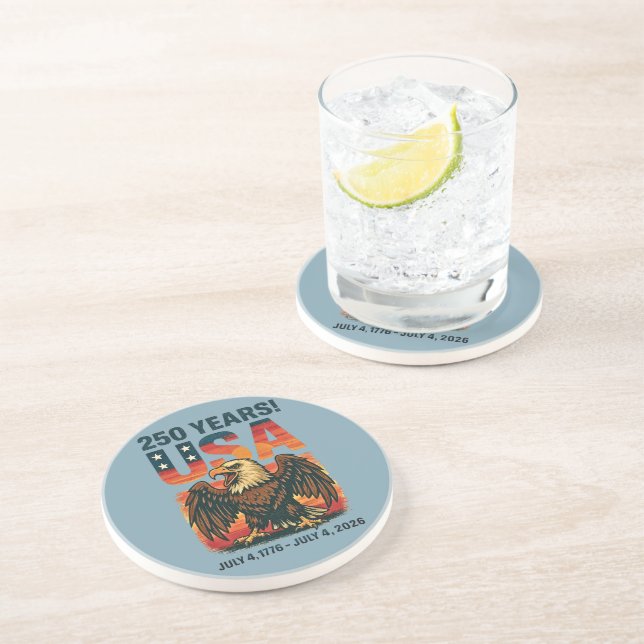 Posavasos EE.UU. 250 años - Águila calva patriótica 4 de jul (Lado)