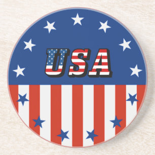 Posavasos EE.UU. - Bandera Americana Estrellas Bebidas Círcu