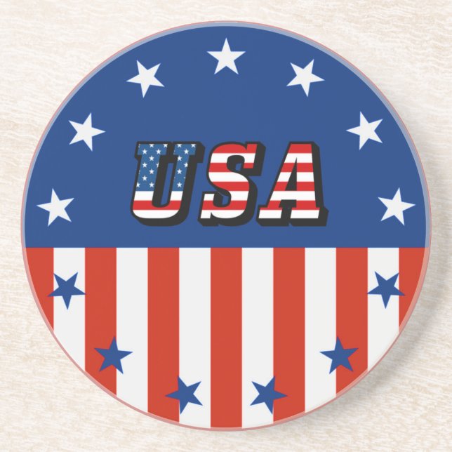Posavasos EE.UU. - Bandera Americana Estrellas Bebidas Círcu (Frente)