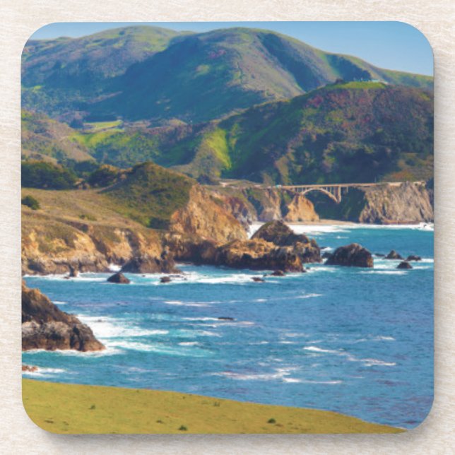 Posavasos EE.UU., California. Panorama De Big Sur Con Bixby (Frente)
