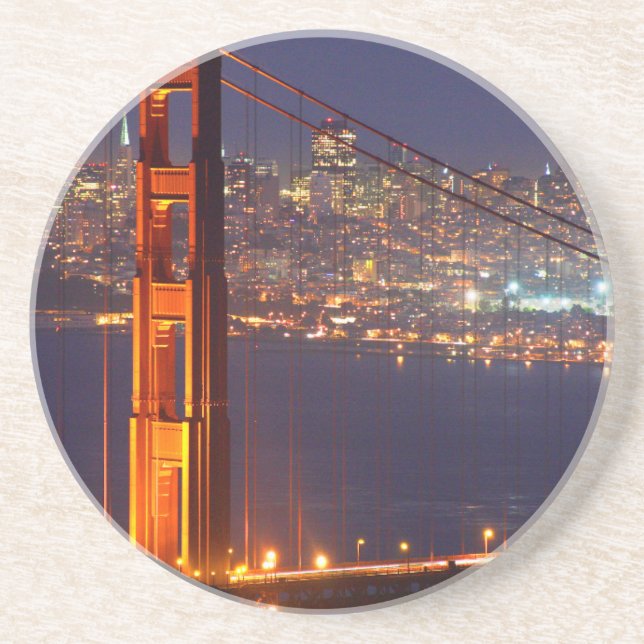 Posavasos EE.UU., California. Puente Golden Gate de noche (Frente)