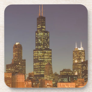 Posavasos EE. UU., Illinois, Chicago: horizonte de la ciudad
