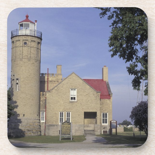 Posavasos EE. UU., Michigan Faro de Old Mackinac Point (Frente)