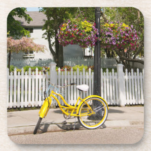 Posavasos EE. UU., Michigan, Isla Mackinac. Bicicleta amaril