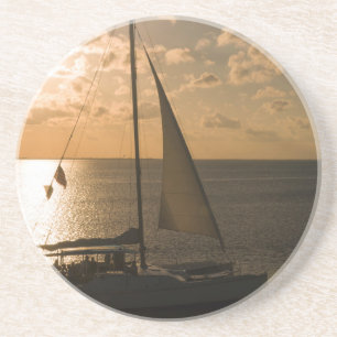 Posavasos EE. UU., Texas, isla de South Padre. Barco de vela