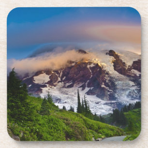 Posavasos EE. UU., Washington, Mt. Rainier. Sol de la mañana