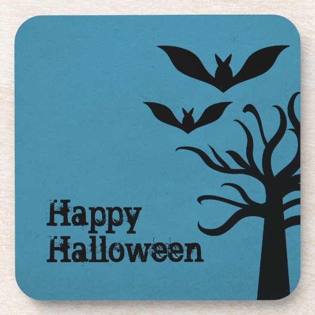 Posavasos Eerie Bats Halloween Coaster Set, Azul (Frente)