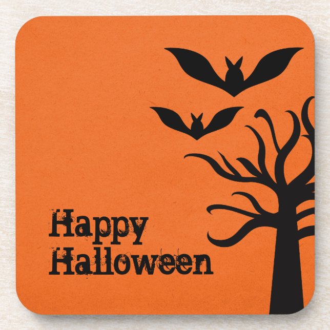 Posavasos Eerie Bats Halloween Coaster Set, Naranja (Frente)