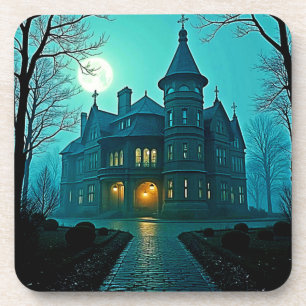 Posavasos Eerie Victorian Mansion Moonlight