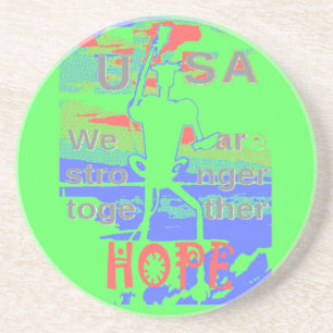 Posavasos EEUU Hope: Neon Lemon y arte Naranja
