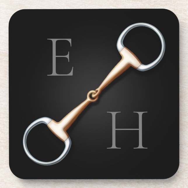 Posavasos Eggbutt Snaffle Bit Monogramado Ecuestre (Frente)