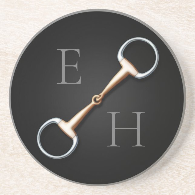 Posavasos Eggbutt Snaffle Bit Monogramado Ecuestre (Frente)