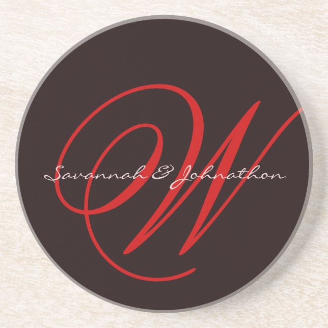 Posavasos Eggplant Monograma Boda Aniversario Coasters (Frente)