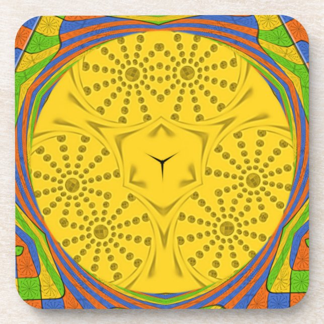 Posavasos Egipcio real verde azul dorado. (Frente)